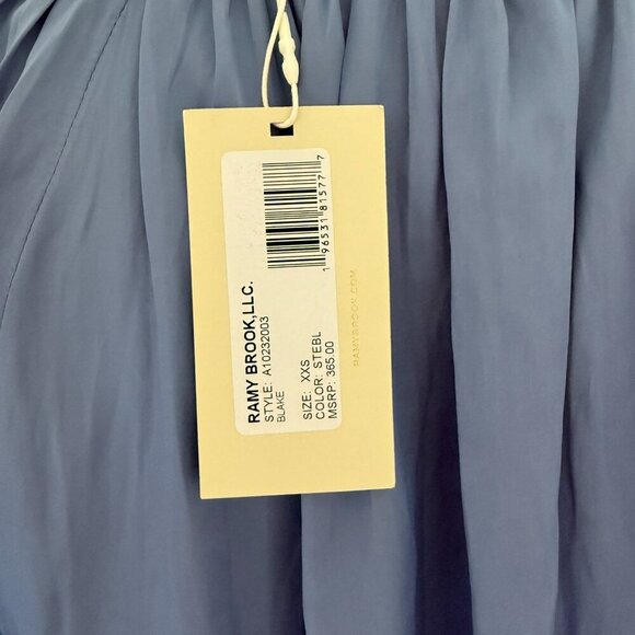 Ramy Brook Blake Long Sleeve Blouse Top Blue Size XXS Oversized NWT - Picture 9 of 9